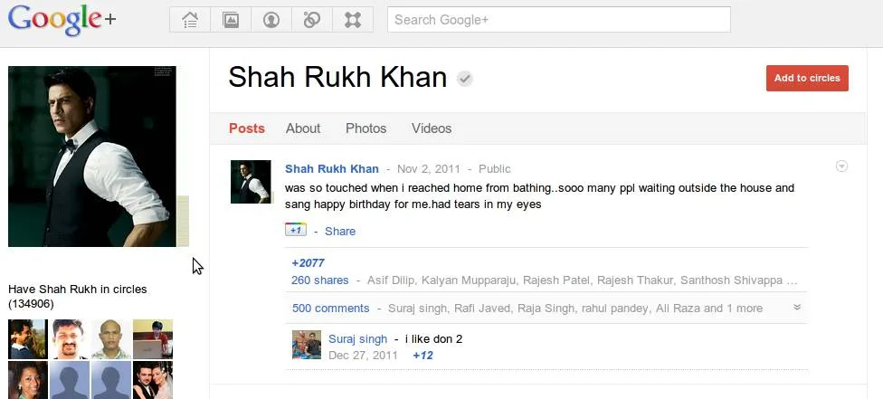 Celebrities use Google Plus