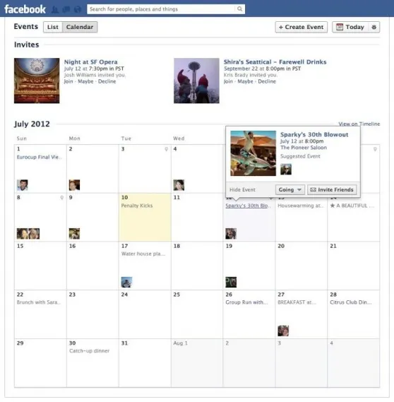 Facebook Events Calendar