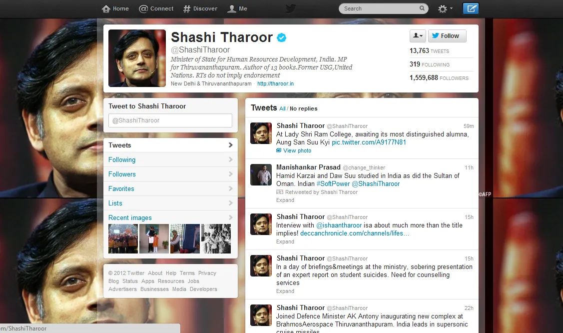Shashi Tharoor Twitter Acoount