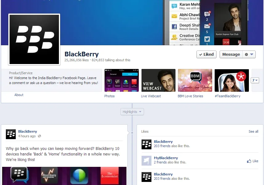 BlackBerry facebook