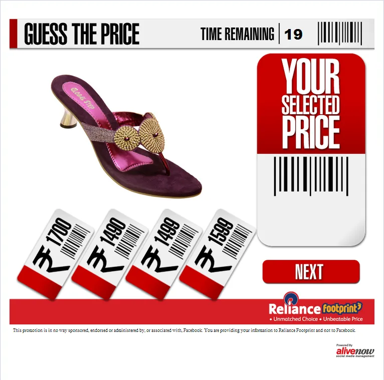 social media campaign review Reliance Footprint guess the price facebook