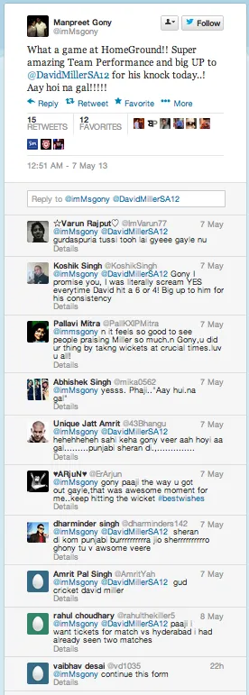 Kings XI Punjab Twitter Conversation