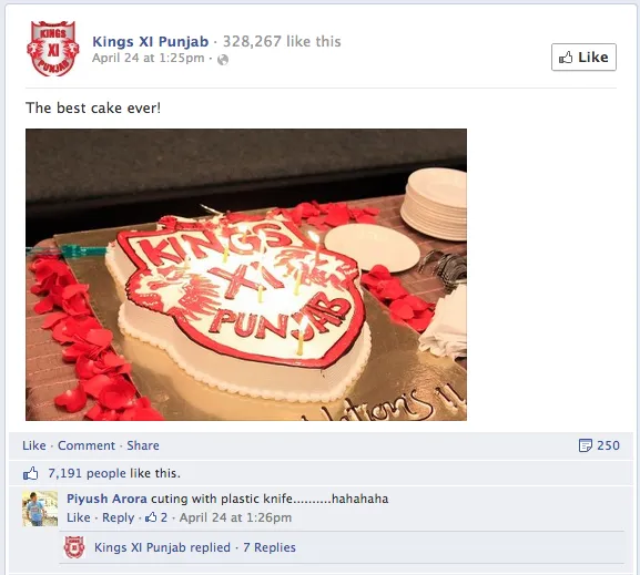 Kings XI Punjab Facebook Cake