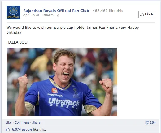 Rajasthan Royals Facebook Famous post 