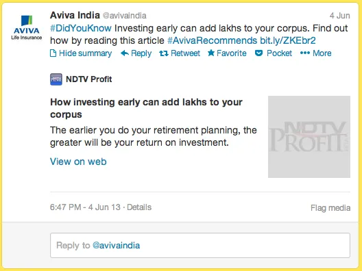 Aviva Life Insurance Twitter