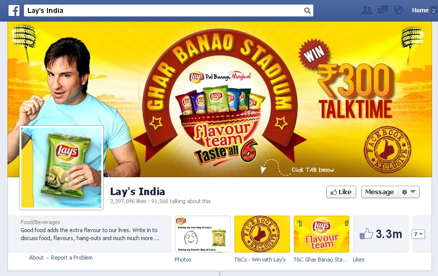 Lays India Facebook profile