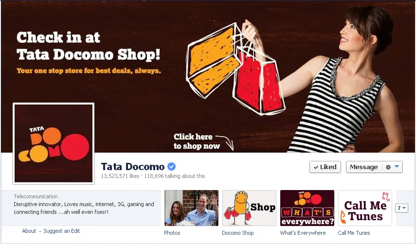 Tata Docomo shop facebook page