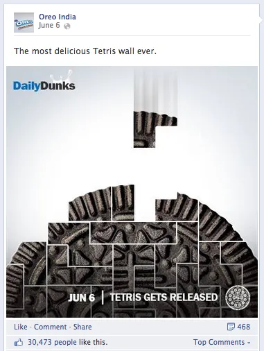 Oreo India Facebook Post Tetris released