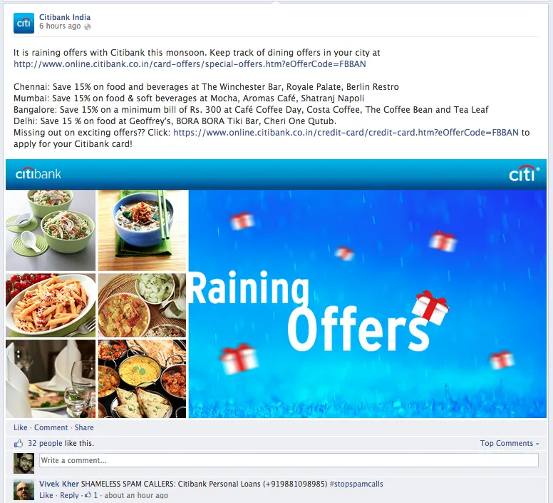 Citibank India Facebook post