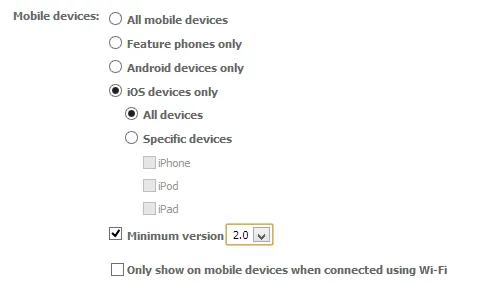Mobile Users facebook target options