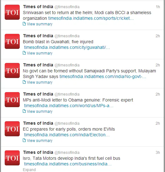 The Times of India Tweets