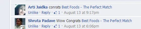 best foods contest response