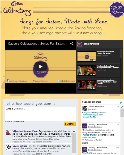 cadbury celebrations songs for sisters