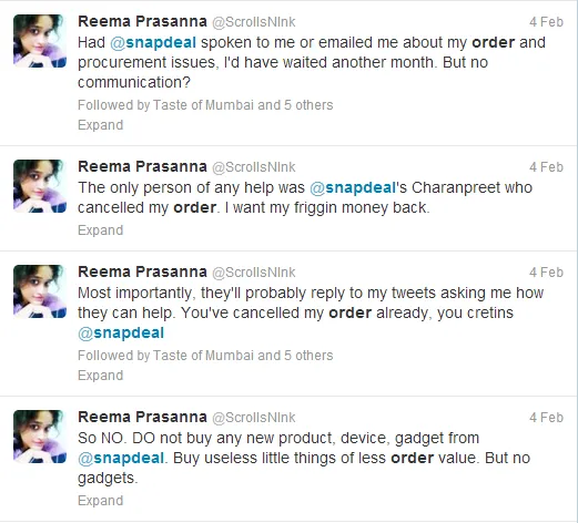 snapdeal twitter complaint