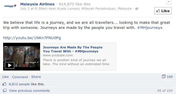 social media strategy malasiya airlines facebook post