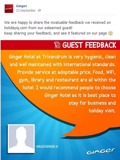 Ginger Hotel Customer Feedback