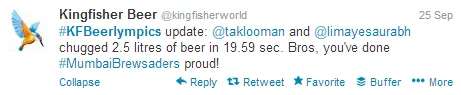 Kingfisher #Beerlympics tweet