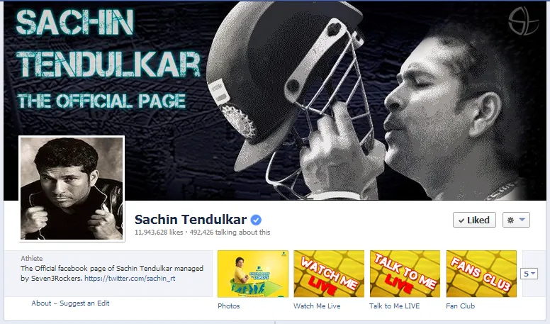 Sachin Tendulkar Facebook