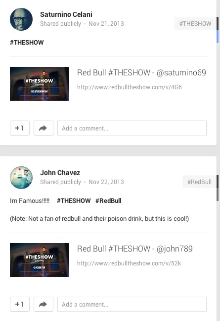 redbull #theshow on google plus