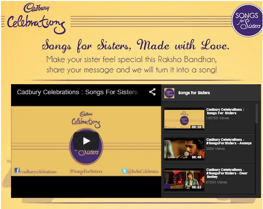 cadbury celebrations songs for sisters social media campaign