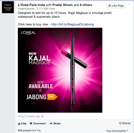 Indian Personal care brands on Social Media strategy L'Oreal Paris