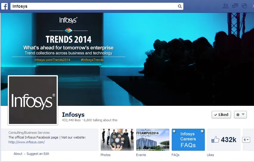 Infosys Facebook page