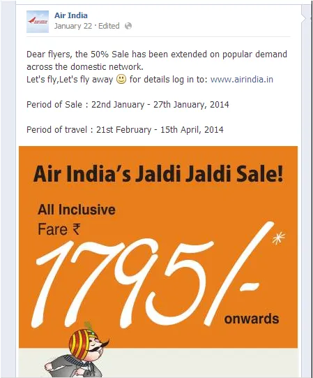 air india fb post 