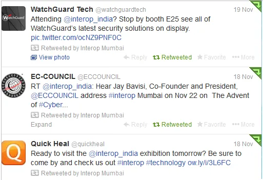 interop mumbai 2013  twitter retweets 