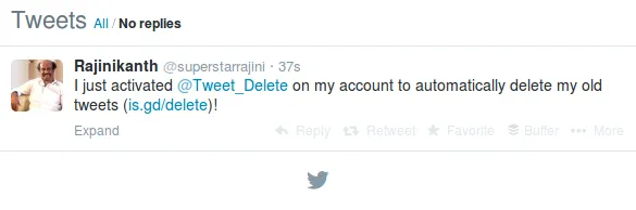 Rajinikanth's Tweet on Tweet Delete