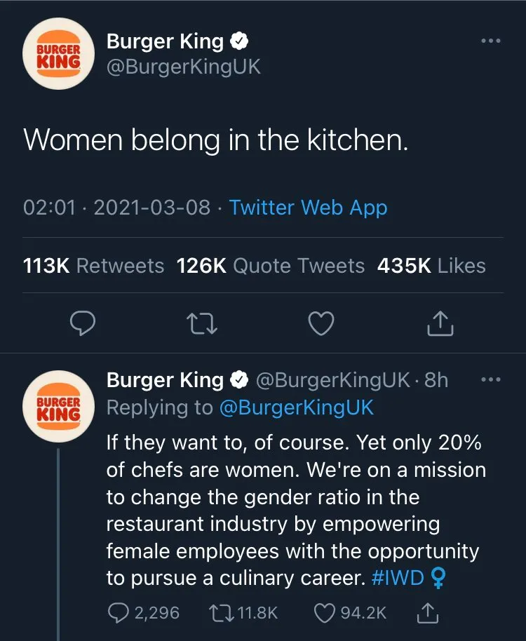Burger King UK tweet